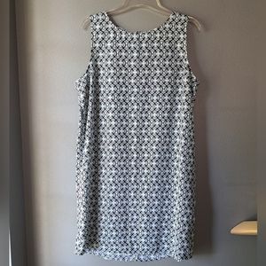 Halogen Grey, Off White, Light Blue, Knee Length Sheath Dress, Size Large